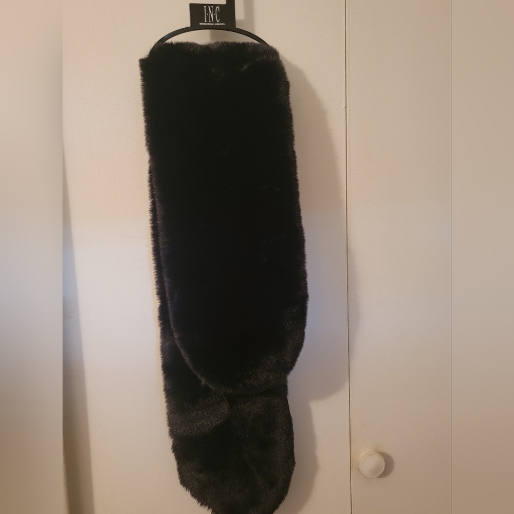 Inc International Concepts Faux Fur Pull-Through Scarf Gray Size-OSFA-NWT